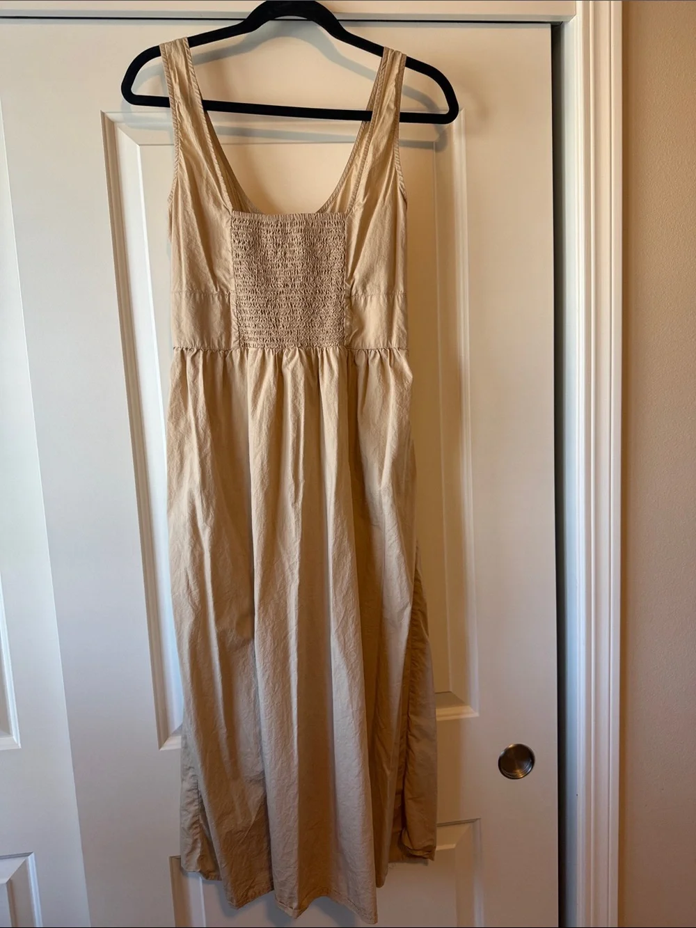 J. Crew Cream-Tan Button-Front Sleeveless Midi Dress